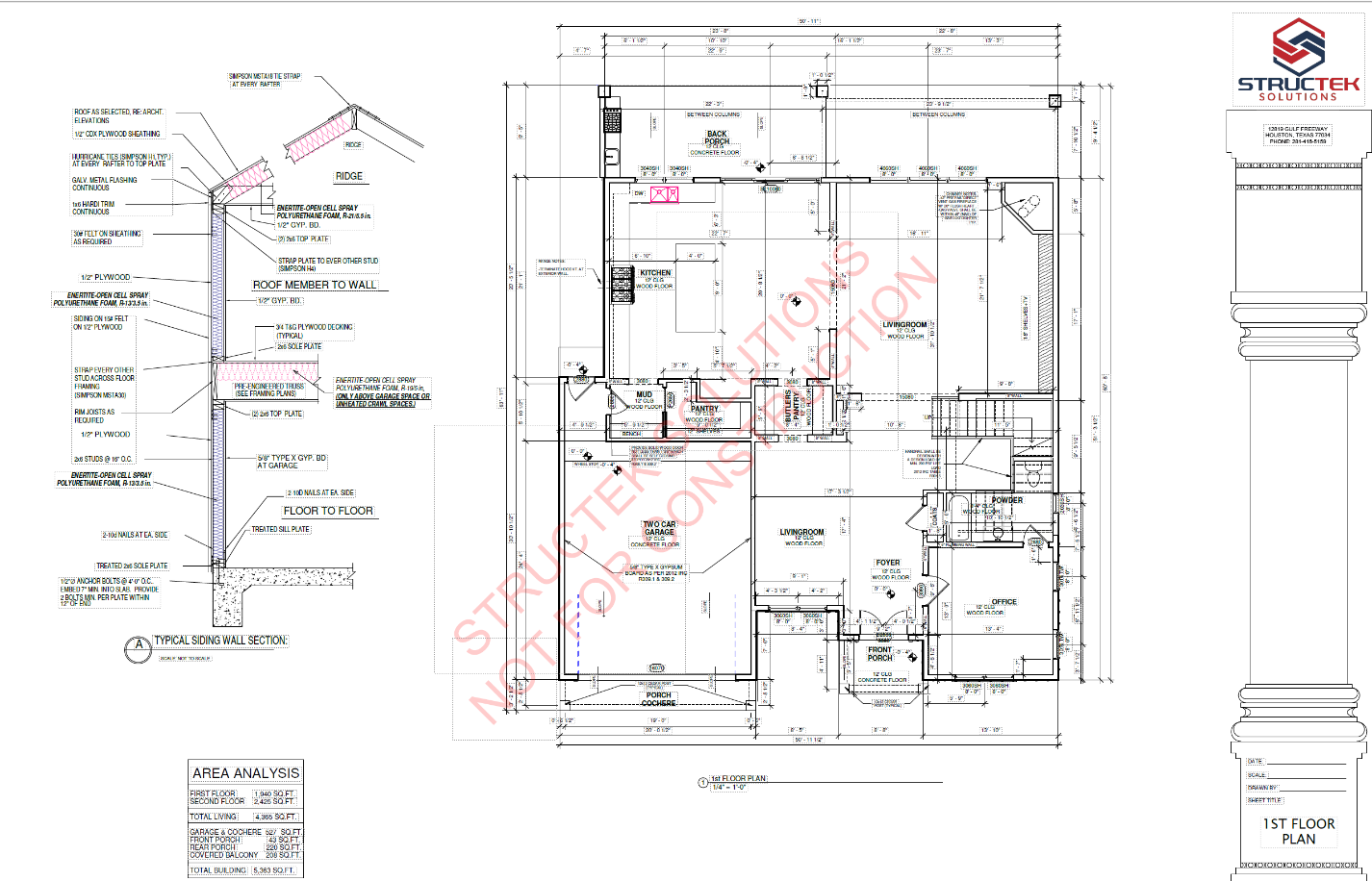Blue prints of a home build that required permitting and notary service in Houston, TX by an Engineering Consultant.